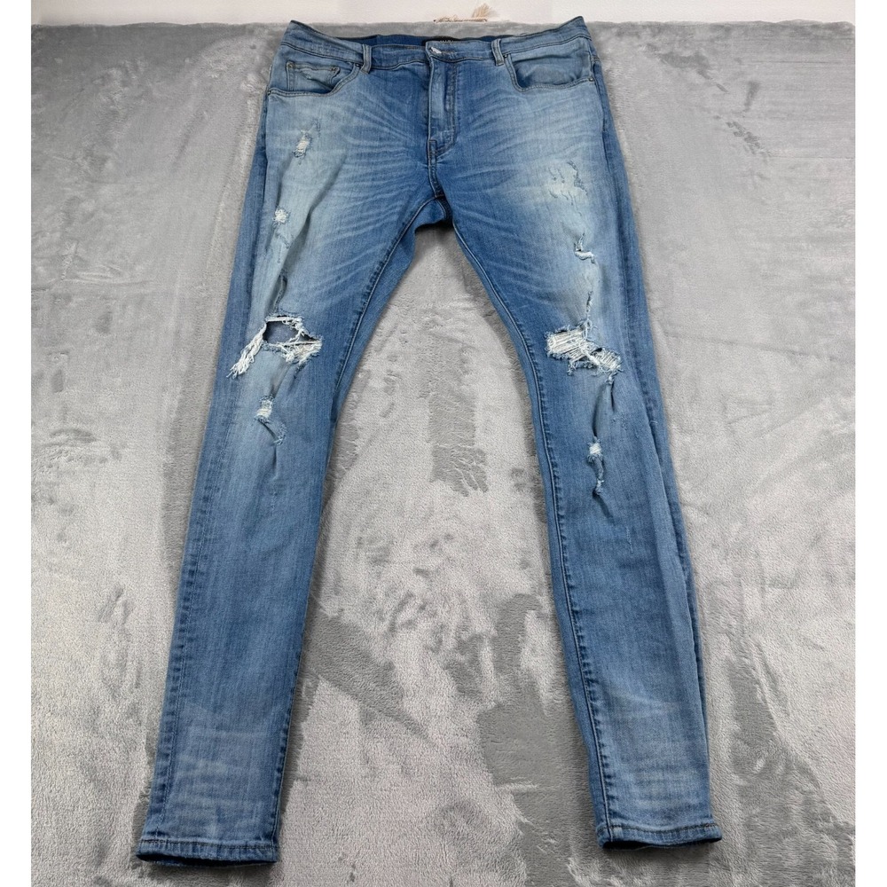 Amiri Jeans Men 36 Blue Distressed Skinny Fit Denim Luxury Designer Pants